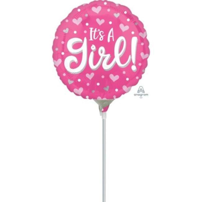 its a girl foil balloon on a stick