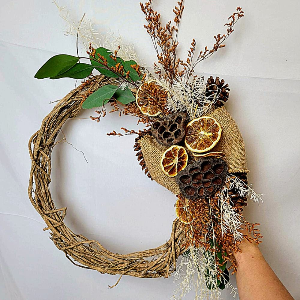 Citroen | Natural Dried Flower & Foliage Christmas Wreath | Caloundra Florist